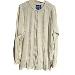 Adidas Originals White Full-Zip Sweatshirt Jacket 2XL Unisex Cotton Blend Embroi